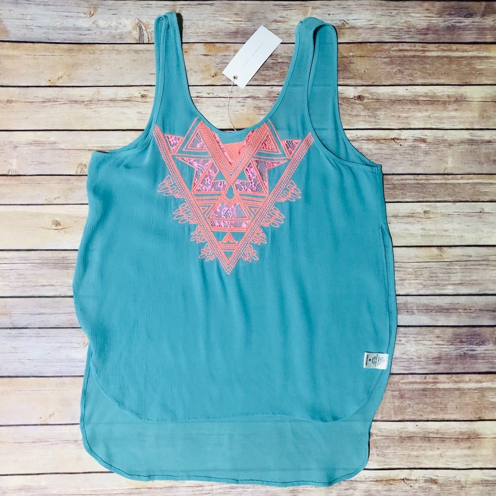 Lush Blue Tank Top 100% Rayon Medium